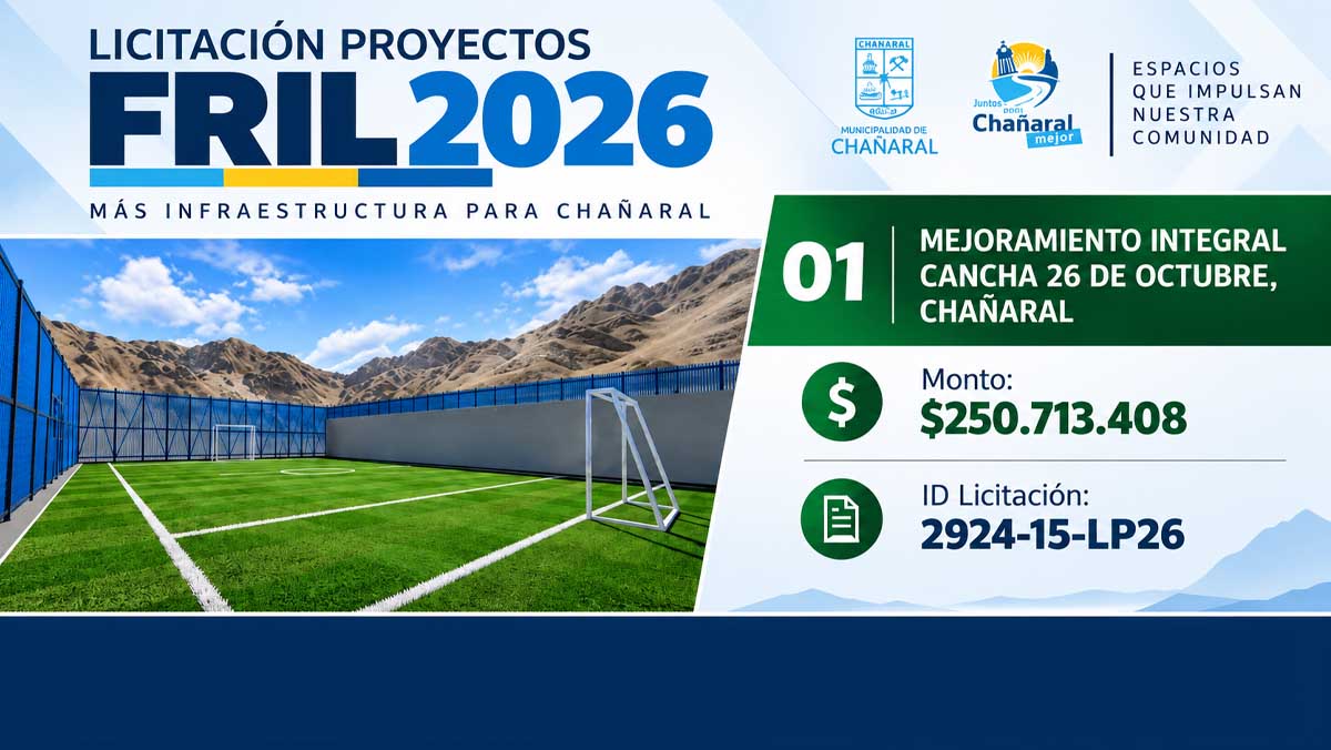 El cierre de la licitación es el 9 de octubre de 2026 a las 16:00 Hrs.