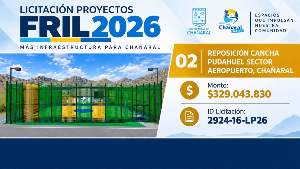 El cierre de la licitación es el 9 de octubre de 2026 a las 16:00 Hrs.
